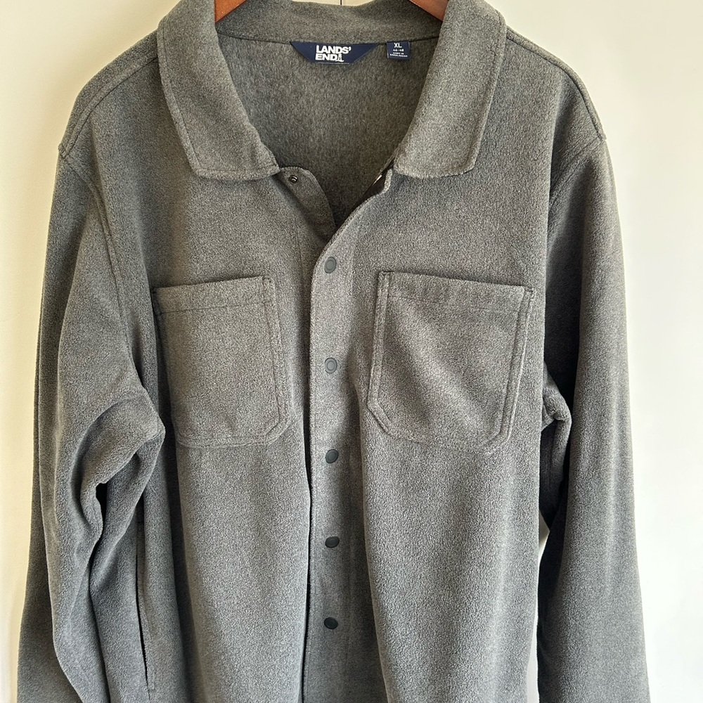 Lands' End Men's Gray Button-Up Shirt Jacket